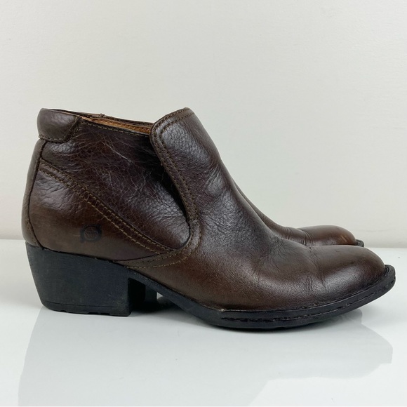 NFS Born Women’s Rachel Brown Leather Heeled Ankle Booties Size 6.5 / 37 - Picture 1 of 15